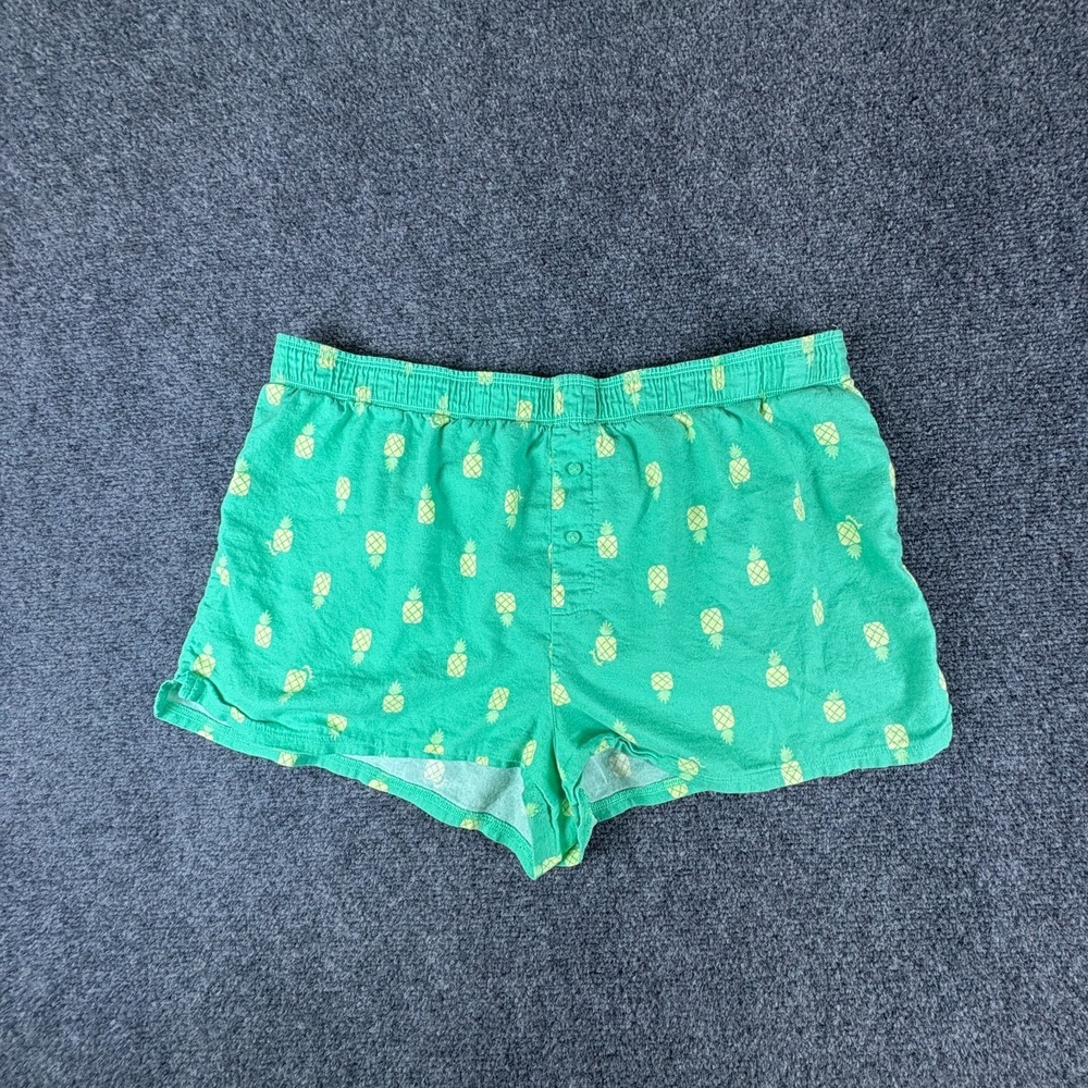 Pink Victoria's Secret Sleep Shorts Women 32x3 Green Yellow Pineapple Side Slits
